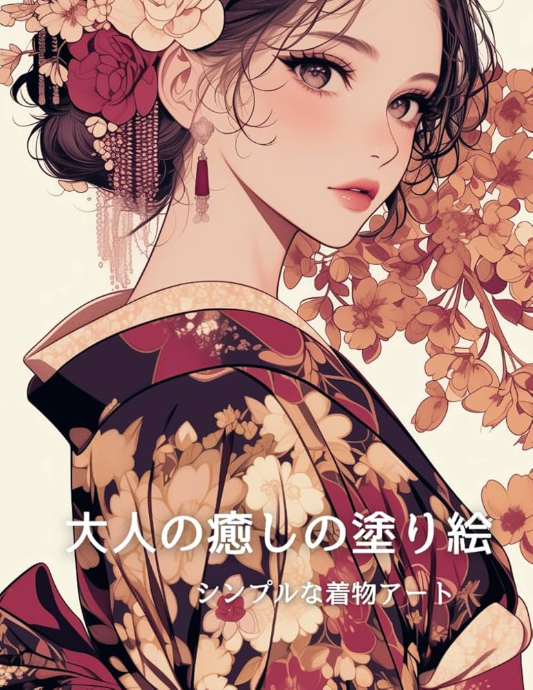 Amazon.com: 大人の癒しの塗り絵: シンプルな着物アート